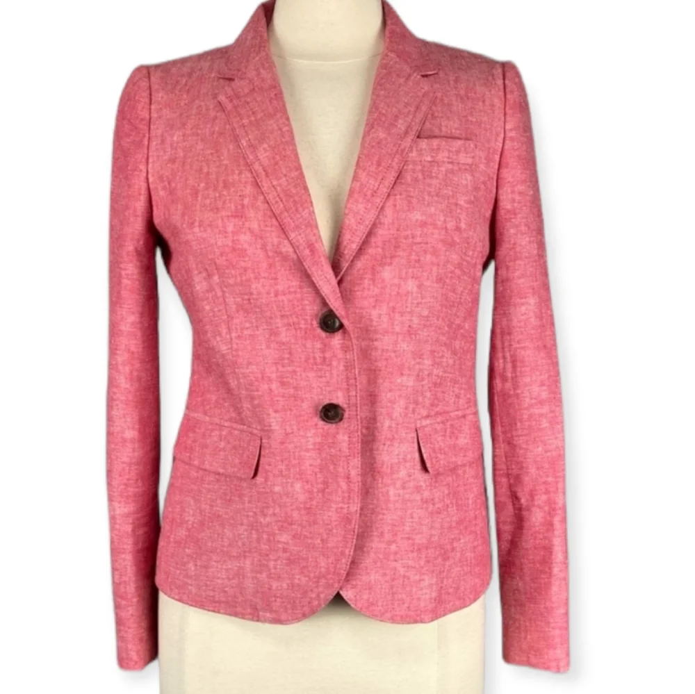 J.Crew Schoolboy Linen Cotton Blazer Jacket Women's Red Tailored Preppy Size 0